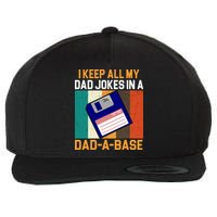 I Keep All My Dad Jokes In A Dad A Base Vintage Funny Wool Snapback Cap