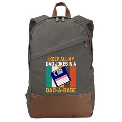 I Keep All My Dad Jokes In A Dad A Base Vintage Funny Cotton Canvas Backpack