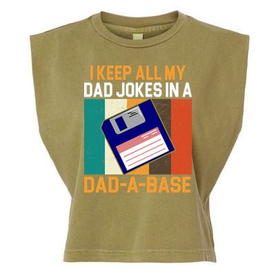 I Keep All My Dad Jokes In A Dad A Base Vintage Funny Garment-Dyed Women's Muscle Tee