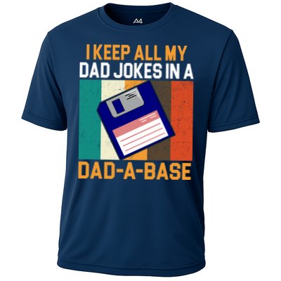 I Keep All My Dad Jokes In A Dad A Base Vintage Funny Performance Shirt