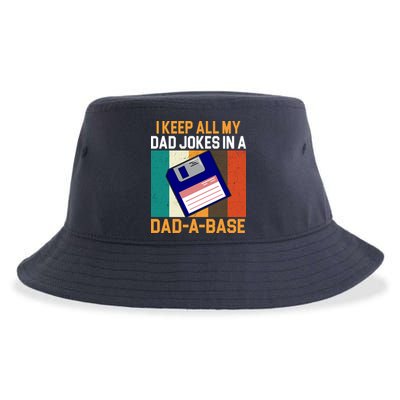 I Keep All My Dad Jokes In A Dad A Base Vintage Funny Sustainable Bucket Hat