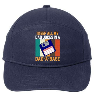 I Keep All My Dad Jokes In A Dad A Base Vintage Funny 7-Panel Snapback Hat
