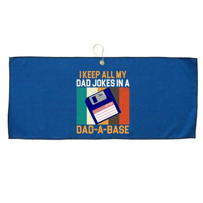 I Keep All My Dad Jokes In A Dad A Base Vintage Funny Large Microfiber Waffle Golf Towel
