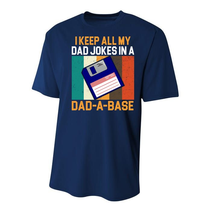 I Keep All My Dad Jokes In A Dad A Base Vintage Funny Youth Performance Sprint T-Shirt