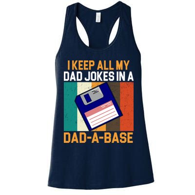 I Keep All My Dad Jokes In A Dad A Base Vintage Funny Womens Tank Top