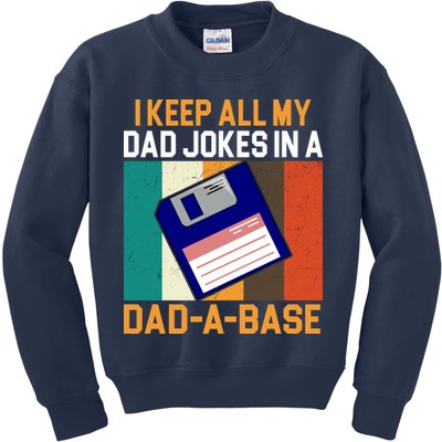 I Keep All My Dad Jokes In A Dad A Base Vintage Funny Kids Sweatshirt