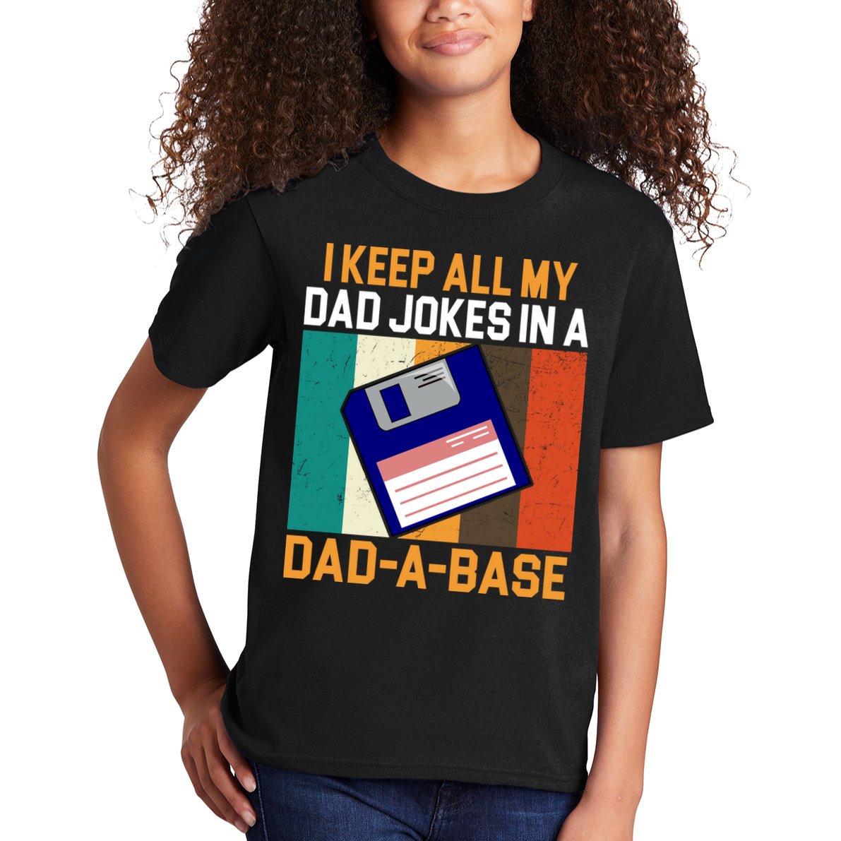 I Keep All My Dad Jokes In A Dad A Base Vintage Funny Kids T-Shirt