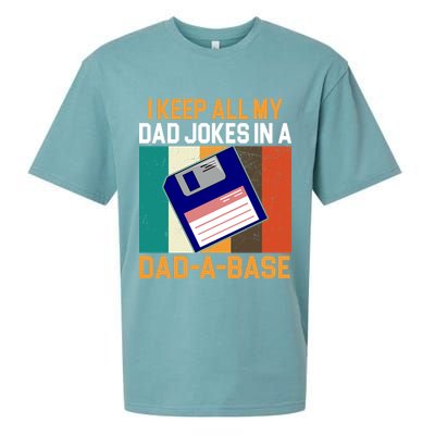 I Keep All My Dad Jokes In A Dad A Base Vintage Funny Sueded Cloud Jersey T-Shirt