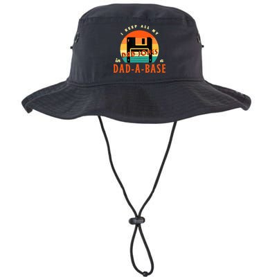 I Keep All My Dad Jokes In A DadABase Funny Retro Dad Joke Legacy Cool Fit Booney Bucket Hat
