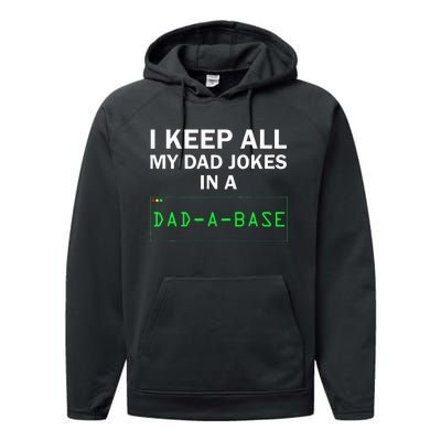 I Keep All My Dad Jokes In A Dad A Base Funny Dad Joke Gift Performance Fleece Hoodie