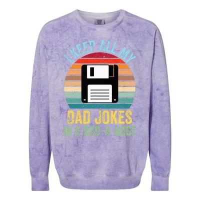 I Keep All My Dad Jokes In A DadABase Colorblast Crewneck Sweatshirt