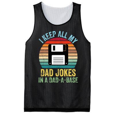 I Keep All My Dad Jokes In A DadABase Mesh Reversible Basketball Jersey Tank