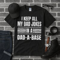 I Keep All My Dad Jokes In A DadABase Vintage Father's Day Tall T-Shirt