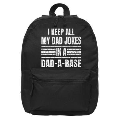 I Keep All My Dad Jokes In A DadABase Vintage Father's Day 16 in Basic Backpack