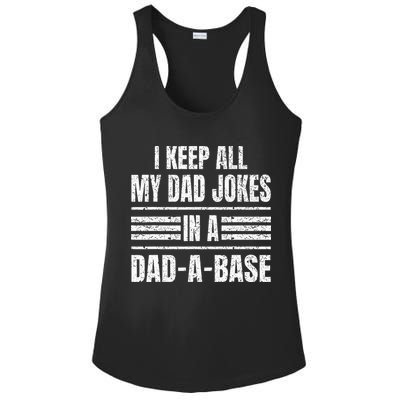 I Keep All My Dad Jokes In A DadABase Vintage Father's Day Ladies PosiCharge Competitor Racerback Tank