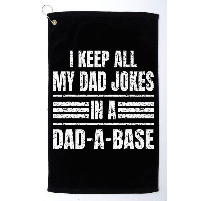 I Keep All My Dad Jokes In A DadABase Vintage Father's Day Golf Towel
