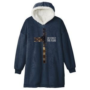 I Kneel At The Cross And Stand At The Flag Gift Hooded Wearable Blanket