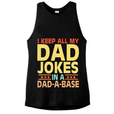 I Keep All My Dad Jokes In A Dad A Base Dad Jokes Vintage Ladies PosiCharge Tri-Blend Wicking Tank
