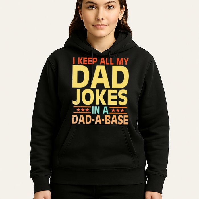I Keep All My Dad Jokes In A Dad A Base Dad Jokes Vintage Hoodie