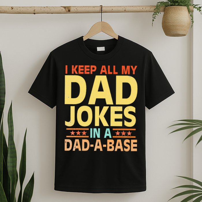 I Keep All My Dad Jokes In A Dad A Base Dad Jokes Vintage T-Shirt