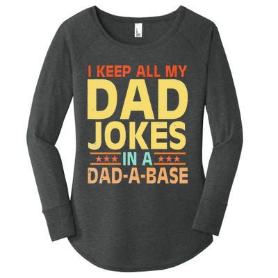 I Keep All My Dad Jokes In A Dad A Base Dad Jokes Vintage Women's Perfect Tri Tunic Long Sleeve Shirt