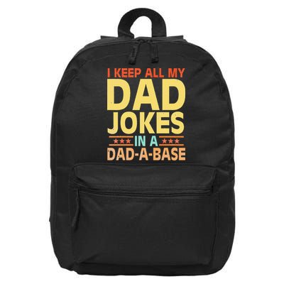 I Keep All My Dad Jokes In A Dad A Base Dad Jokes Vintage 16 in Basic Backpack