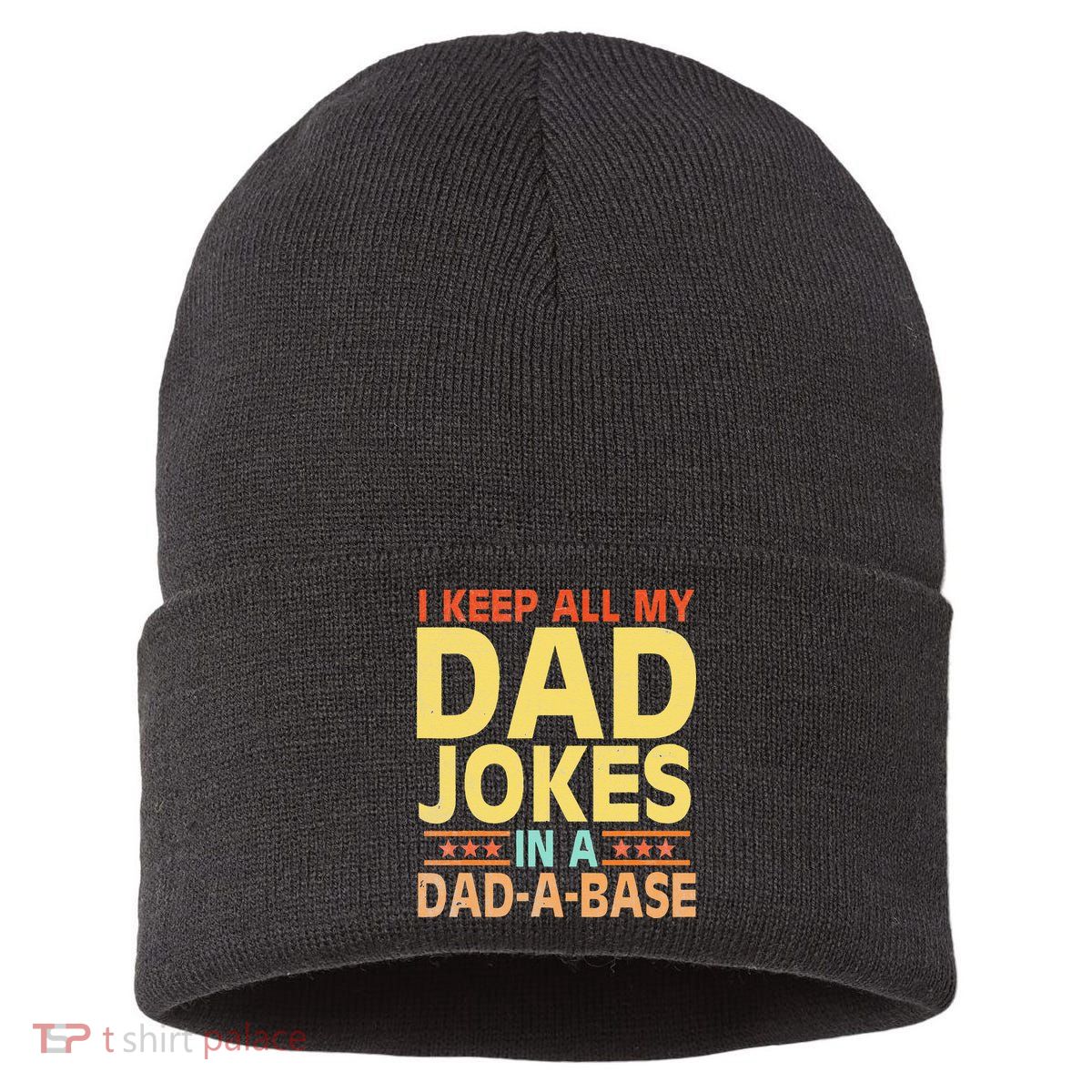I Keep All My Dad Jokes In A Dad A Base Dad Jokes Vintage Sustainable Knit Beanie
