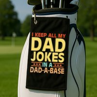I Keep All My Dad Jokes In A Dad A Base Dad Jokes Vintage Golf Towel