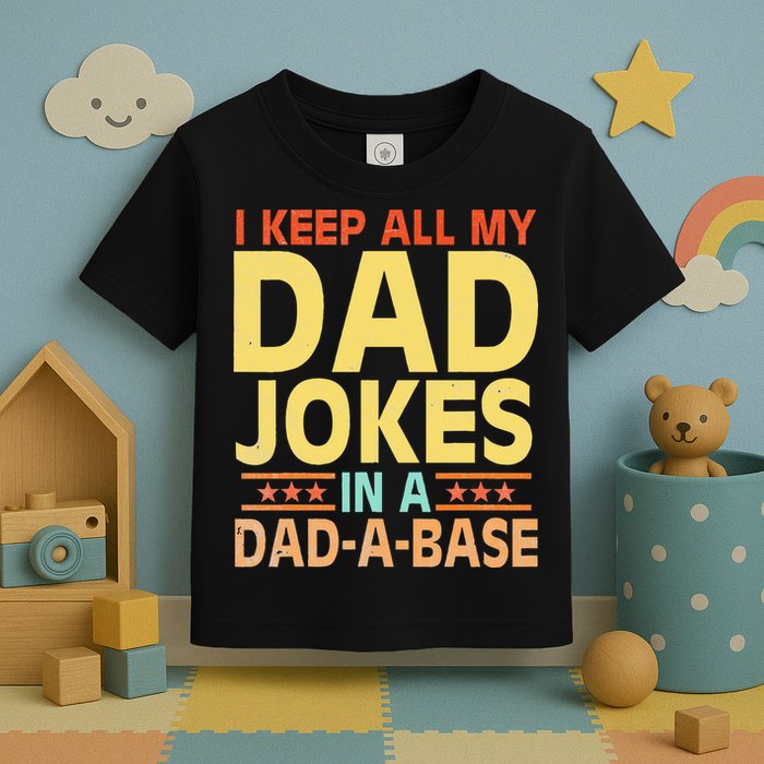 I Keep All My Dad Jokes In A Dad A Base Dad Jokes Vintage Toddler T-Shirt