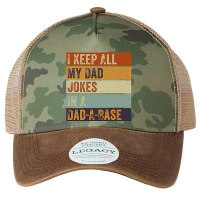 I Keep All My Dad Jokes In A Dadabase Vintage Father Dad Legacy Tie Dye Trucker Hat