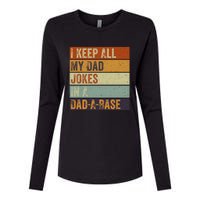 I Keep All My Dad Jokes In A Dadabase Vintage Father Dad Womens Cotton Relaxed Long Sleeve T-Shirt