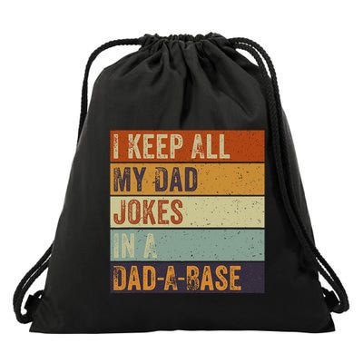 I Keep All My Dad Jokes In A Dadabase Vintage Father Dad Drawstring Bag