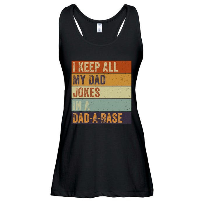 I Keep All My Dad Jokes In A Dadabase Vintage Father Dad Ladies Essential Flowy Tank