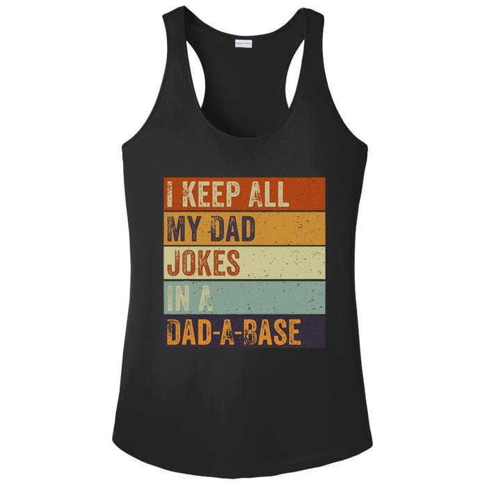 I Keep All My Dad Jokes In A Dadabase Vintage Father Dad Ladies PosiCharge Competitor Racerback Tank