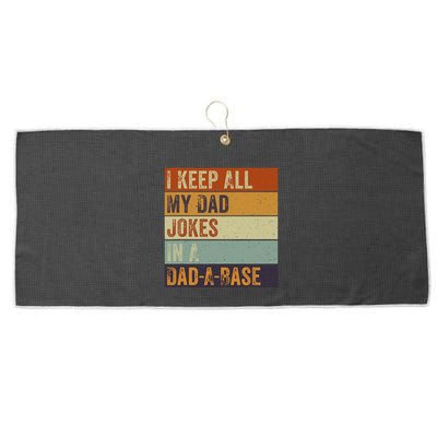 I Keep All My Dad Jokes In A Dadabase Vintage Father Dad Large Microfiber Waffle Golf Towel