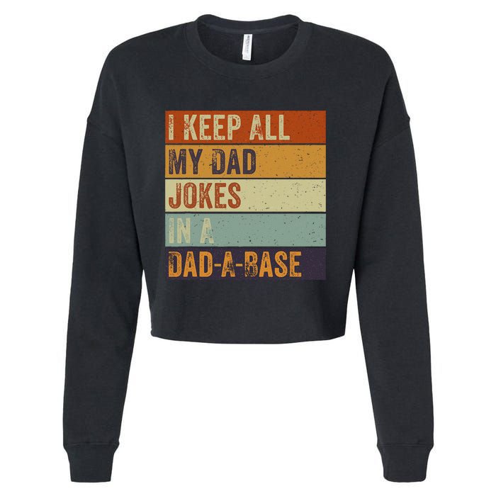 I Keep All My Dad Jokes In A Dadabase Vintage Father Dad Cropped Pullover Crew