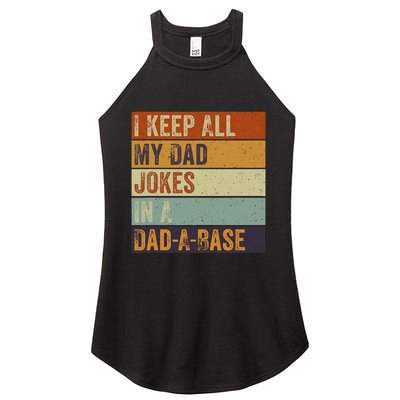 I Keep All My Dad Jokes In A Dadabase Vintage Father Dad Women's Perfect Tri Rocker Tank