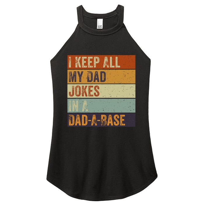 I Keep All My Dad Jokes In A Dadabase Vintage Father Dad Women's Perfect Tri Rocker Tank