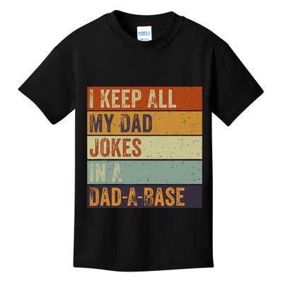 I Keep All My Dad Jokes In A Dadabase Vintage Father Dad Kids T-Shirt