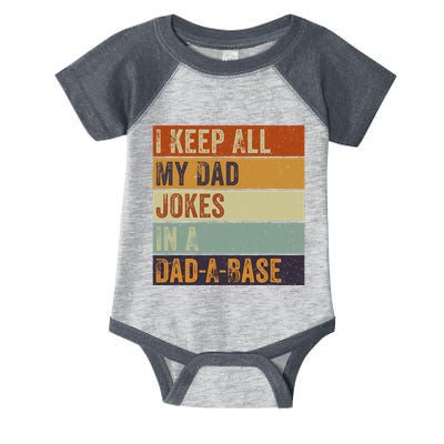 I Keep All My Dad Jokes In A Dadabase Vintage Father Dad Infant Baby Jersey Bodysuit