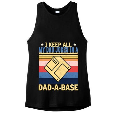 I Keep All My Dad Jokes In A Dad A Base Vintage Funny Gift Ladies PosiCharge Tri-Blend Wicking Tank