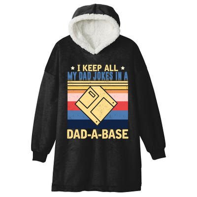 I Keep All My Dad Jokes In A Dad A Base Vintage Funny Gift Hooded Wearable Blanket
