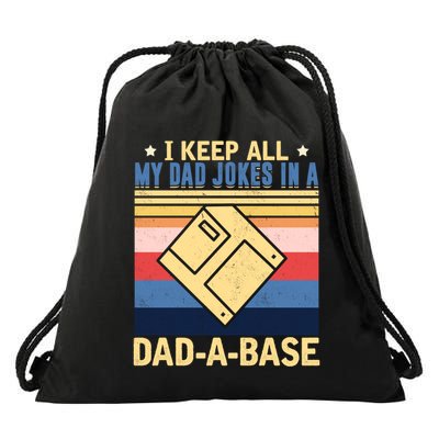 I Keep All My Dad Jokes In A Dad A Base Vintage Funny Gift Drawstring Bag