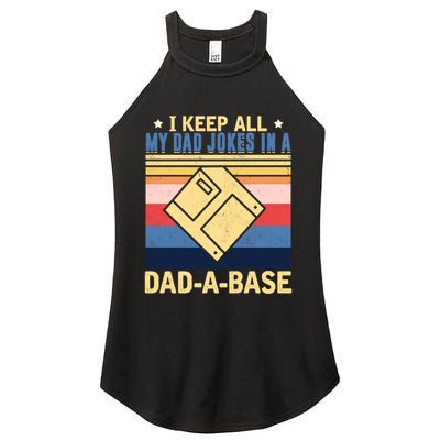 I Keep All My Dad Jokes In A Dad A Base Vintage Funny Gift Women's Perfect Tri Rocker Tank
