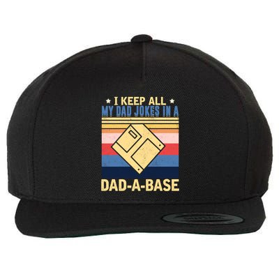 I Keep All My Dad Jokes In A Dad A Base Vintage Funny Gift Wool Snapback Cap