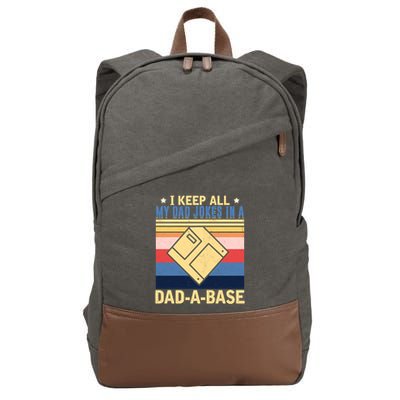 I Keep All My Dad Jokes In A Dad A Base Vintage Funny Gift Cotton Canvas Backpack