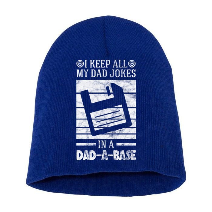 I Keep All My Dad Jokes In A Dadcute Giftacute Giftbase Vintage Dad Father Gift Short Acrylic Beanie