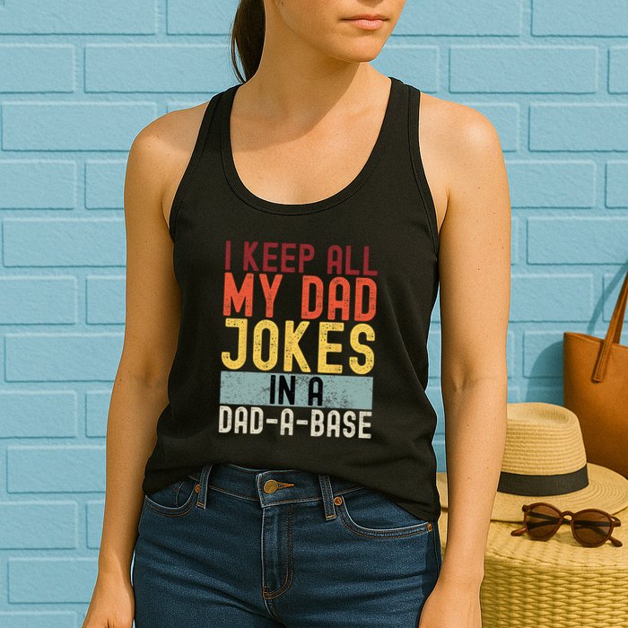 I Keep All My Dad Jokes In A Dad A Base Funny Programming Womens Tank Top