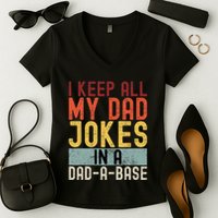 I Keep All My Dad Jokes In A Dad A Base Funny Programming Women's V-Neck T-Shirt