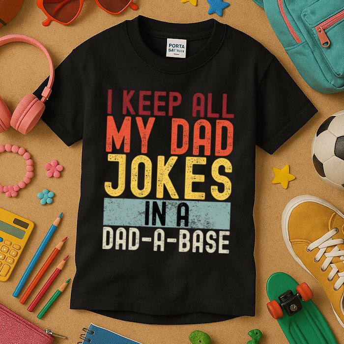 I Keep All My Dad Jokes In A Dad A Base Funny Programming Kids T-Shirt